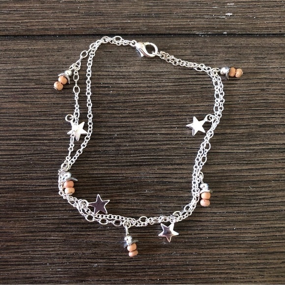 Sliver metal double layer star bracelet/ anklet - Picture 1 of 3